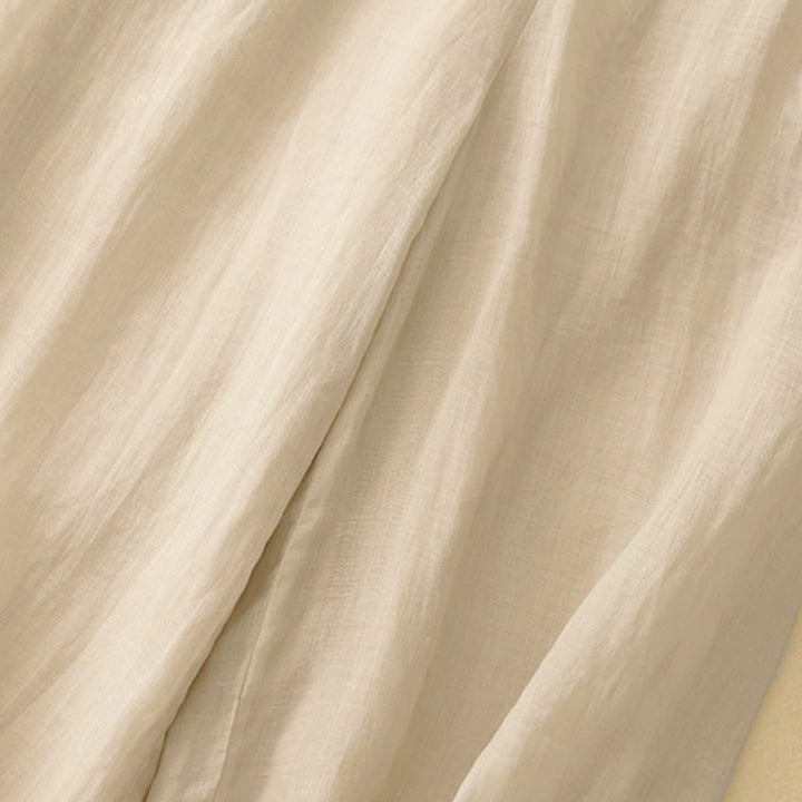 Pantaloni larghi da donna in cotone e lino con tasche, con elastico in vita e ricamo geometrico Buddha Stones - image 18