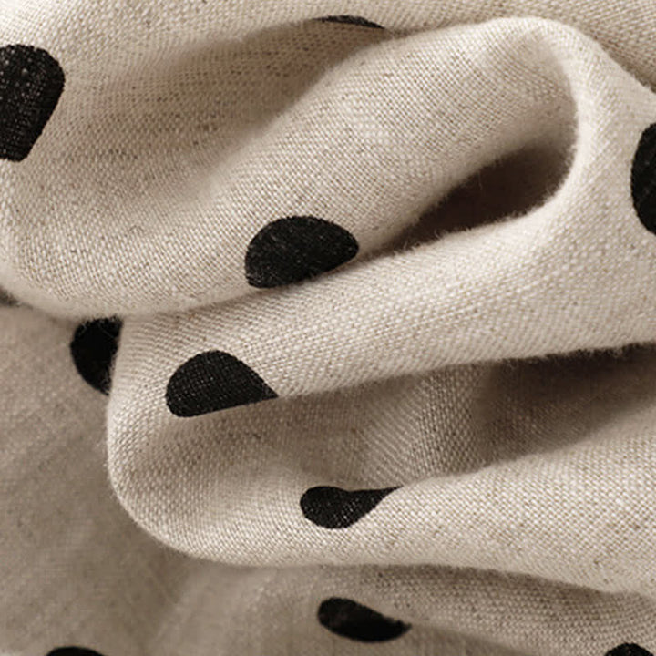 Abito midi da donna in cotone e lino con tasche, a pois estivi, con scollo a V e lacci, Buddha Stones - image 18