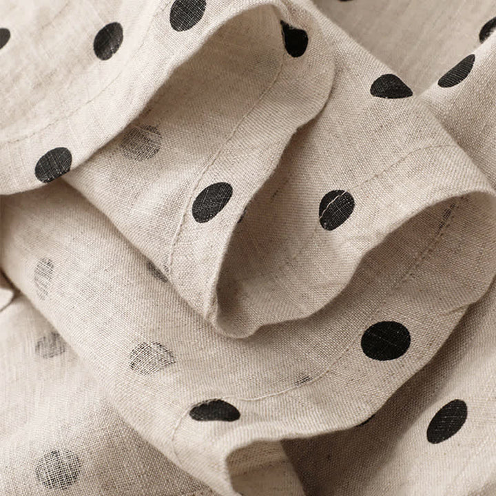 Abito midi da donna in cotone e lino con tasche, a pois estivi, con scollo a V e lacci, Buddha Stones - image 19