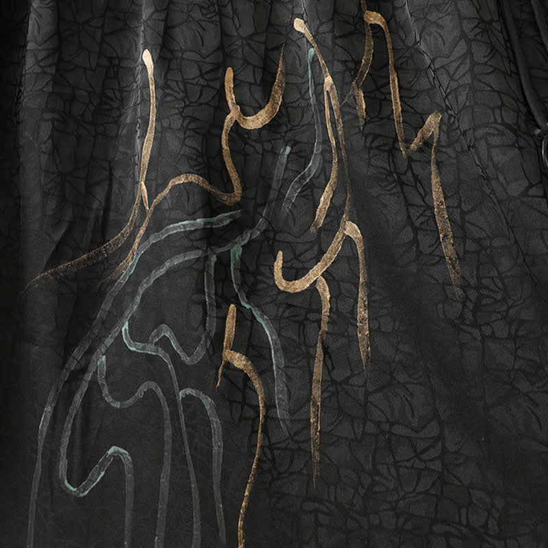Buddha Stones Gonna da donna primaverile/estiva in stile boho con coulisse e linee astratte nere. - image 8
