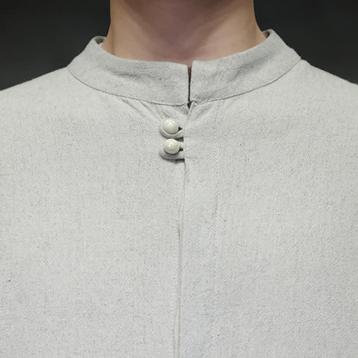 Buddha Stones Camicia da uomo a maniche lunghe, stile Tang, casual, autunno/inverno, con colletto alla coreana, ricami e polsini con nuvole di buon auspicio. - image 24