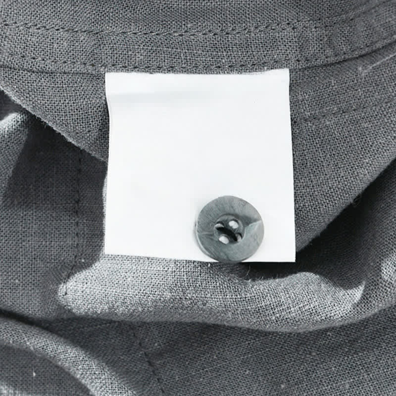Buddha Stones Camicia da uomo estiva casual a maniche corte con colletto alla coreana, bottoni e tasche. - image 9
