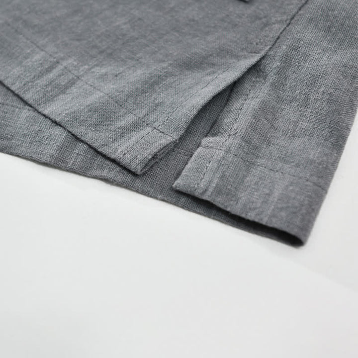 Buddha Stones Camicia da uomo estiva casual a maniche corte con colletto alla coreana, bottoni e tasche. - image 11