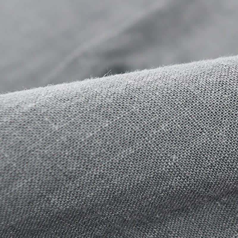 Buddha Stones Camicia da uomo estiva casual a maniche corte con colletto alla coreana, bottoni e tasche. - image 12