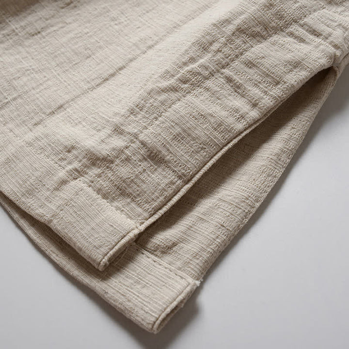 Buddha Stones Kimono da uomo primaverile, casual, minimalista, tinta unita, con revers in ramia. - image 6