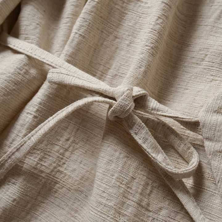 Buddha Stones Kimono da uomo primaverile, casual, minimalista, tinta unita, con revers in ramia. - image 3