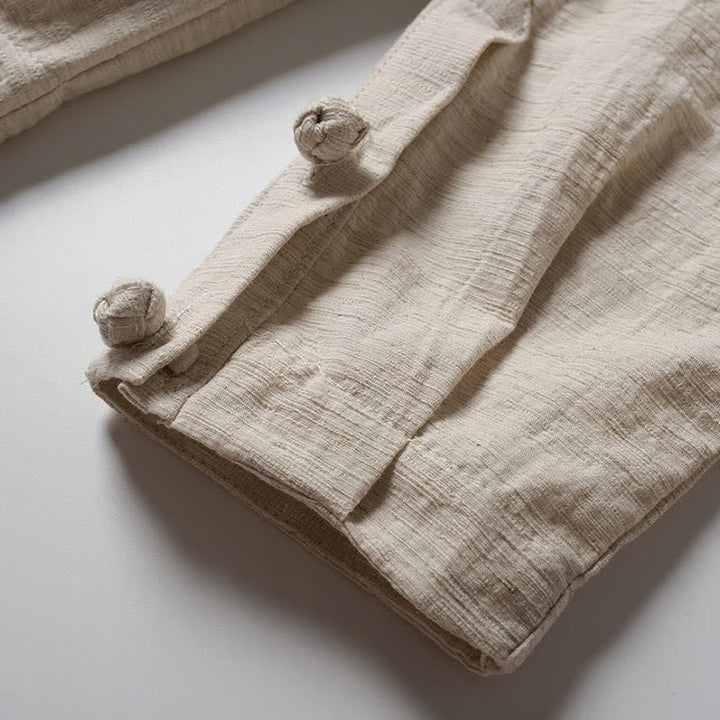 Buddha Stones Kimono da uomo primaverile, casual, minimalista, tinta unita, con revers in ramia. - image 5