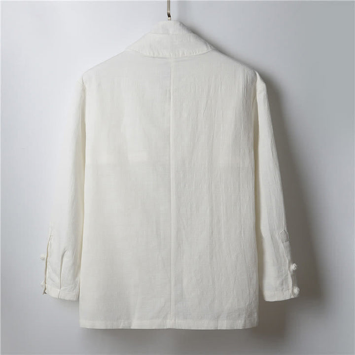 Buddha Stones Kimono da uomo primaverile, casual, minimalista, tinta unita, con revers in ramia. - image 13