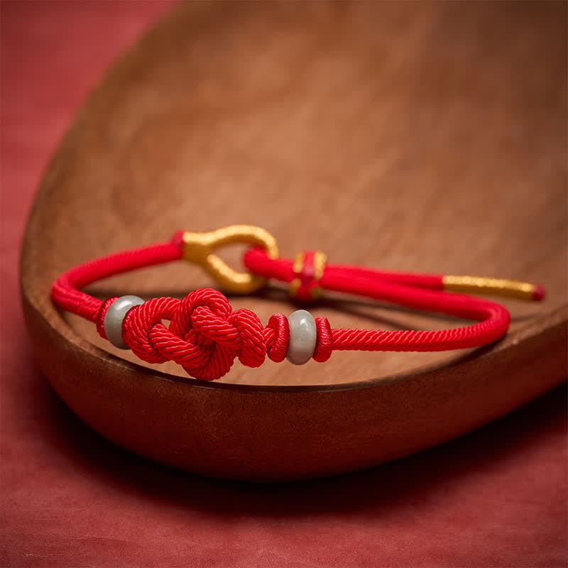 Buddha Stones Bracciale di protezione con nodo Ruyi a filo rosso - image 1