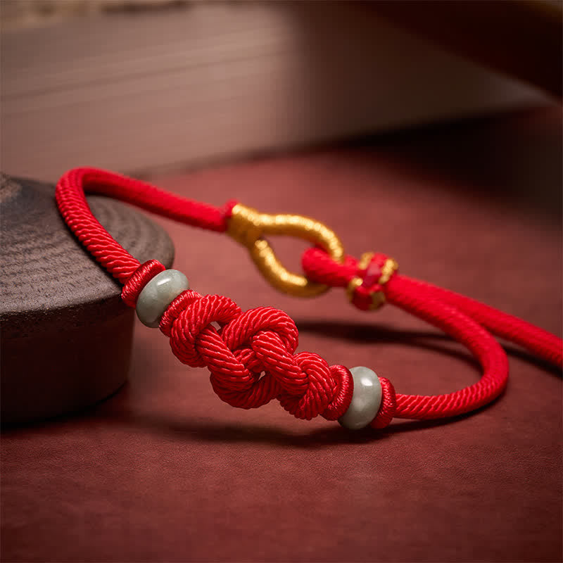 Buddha Stones Bracciale di protezione con nodo Ruyi a filo rosso - image 2