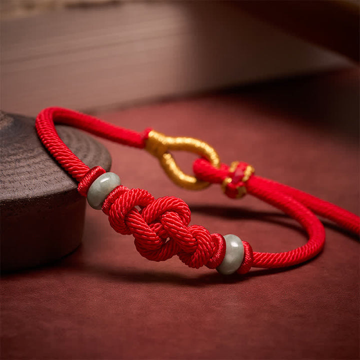 Buddha Stones Bracciale di protezione con nodo Ruyi a filo rosso - image 2