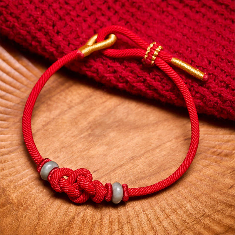 Buddha Stones Bracciale di protezione con nodo Ruyi a filo rosso - image 3