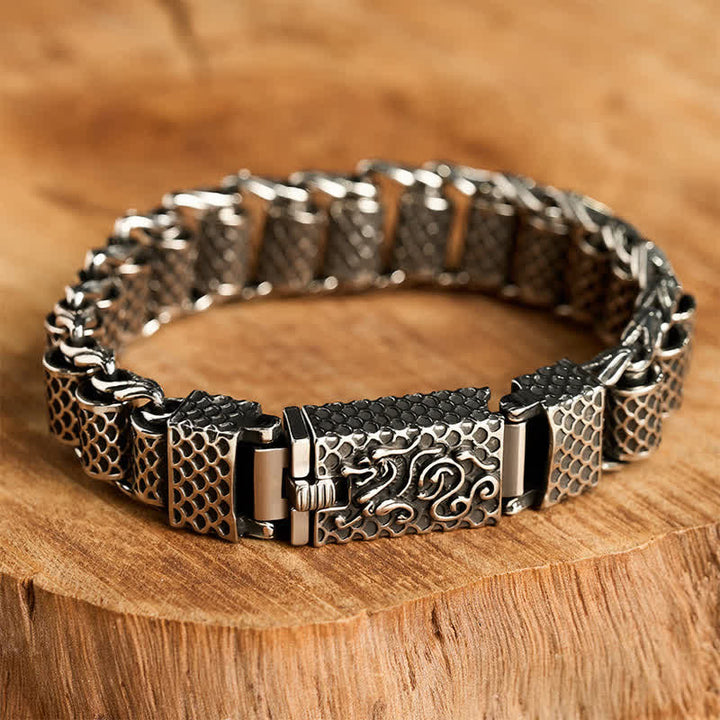 Buddha Stones Bracciale della ricchezza con catena a maglie di drago in rame - image 2