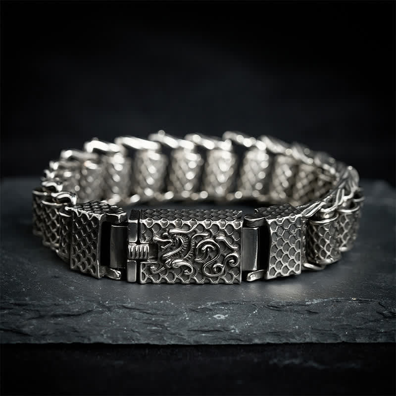 Buddha Stones Bracciale della ricchezza con catena a maglie di drago in rame - image 8