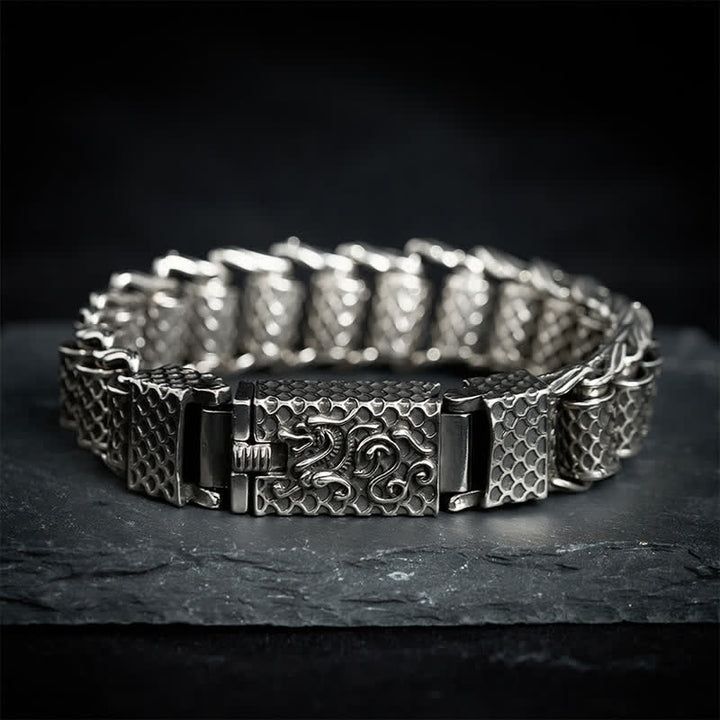 Buddha Stones Bracciale della ricchezza con catena a maglie di drago in rame - image 8