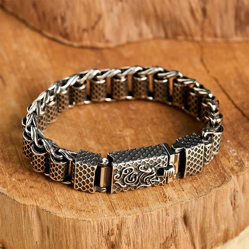 Buddha Stones Bracciale della ricchezza con catena a maglie di drago in rame - 7,5–7,9 pollici (19–20 cm) - image 0