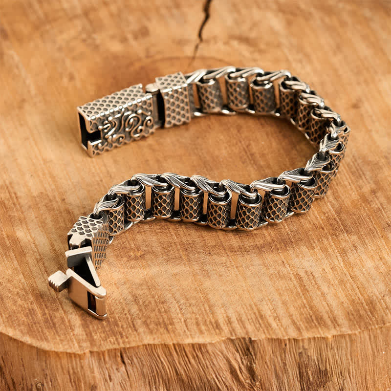 Buddha Stones Bracciale della ricchezza con catena a maglie di drago in rame - image 3