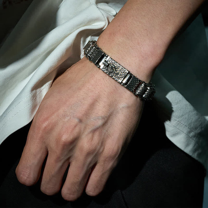 Buddha Stones Bracciale della ricchezza con catena a maglie di drago in rame - image 9