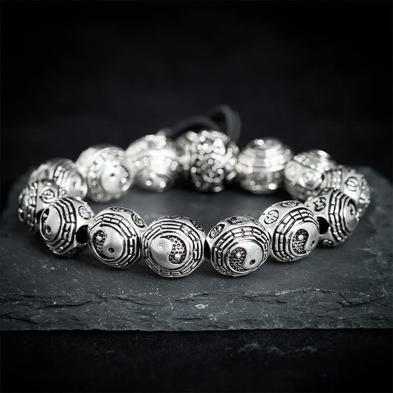Buddha Stones Bracciale in rame con perline rotonde Bagua Yin Yang Armonia - image 1
