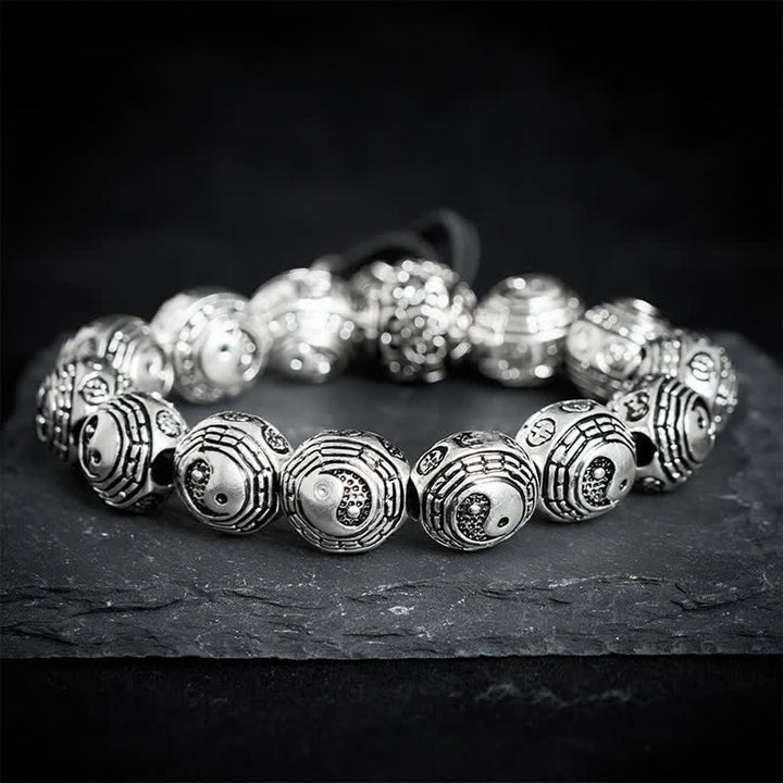 Buddha Stones Bracciale in rame con perline rotonde Bagua Yin Yang Armonia - image 1