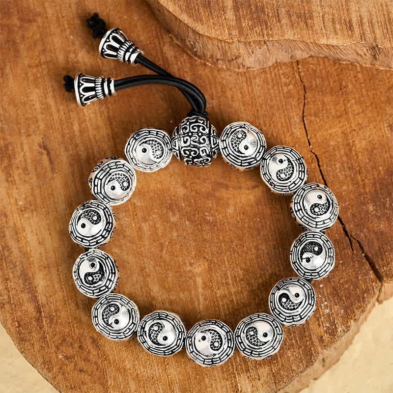 Buddha Stones Bracciale in rame con perline rotonde Bagua Yin Yang Armonia - image 3