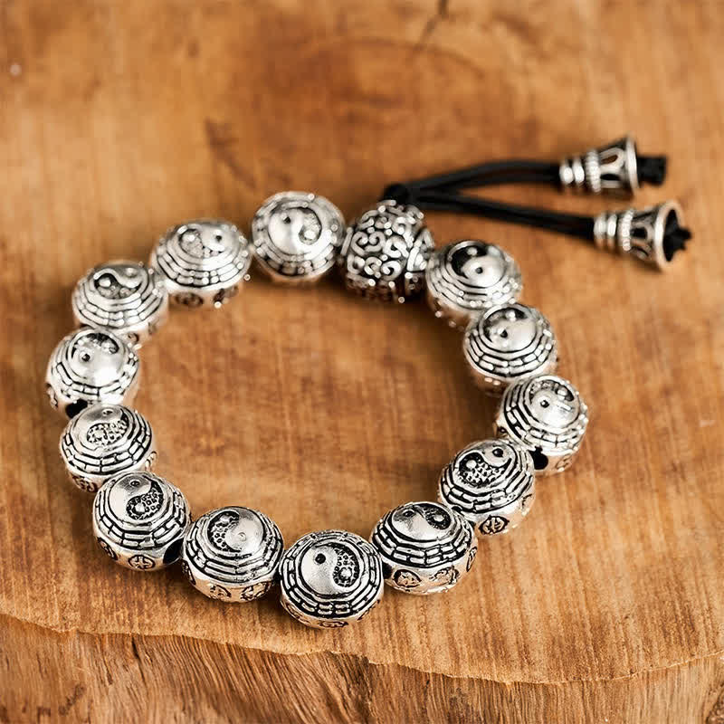 Buddha Stones Bracciale in rame con perline rotonde Bagua Yin Yang Armonia - image 4
