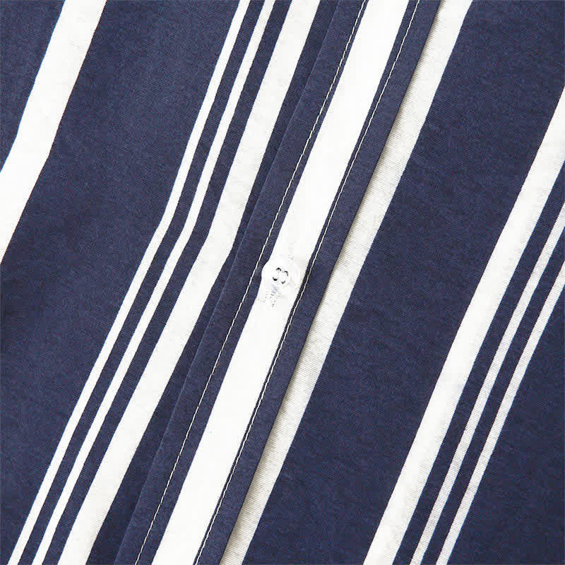 Buddha Stones Camicia da uomo a maniche corte, classica, estiva, casual, con bottoni e righe verticali. - image 11