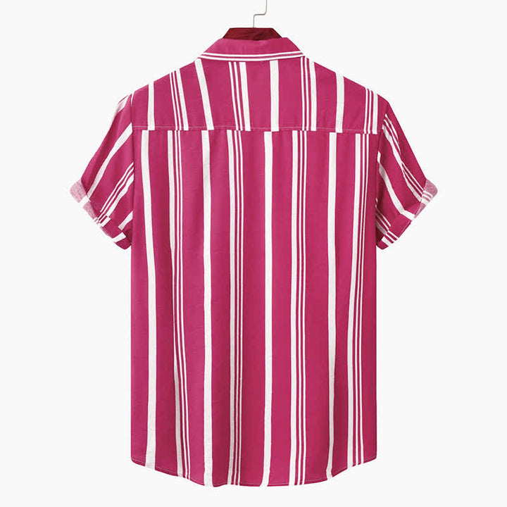 Buddha Stones Camicia da uomo a maniche corte, classica, estiva, casual, con bottoni e righe verticali. - image 22