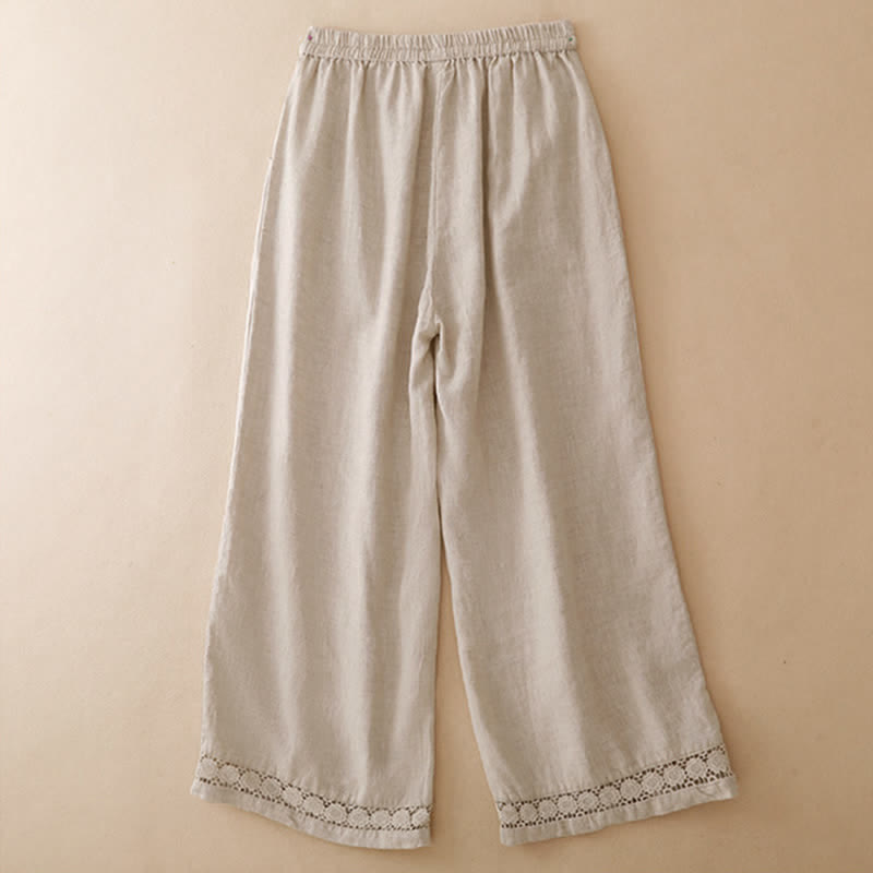 Buddha Stones Pantaloni corti estivi casual minimalisti con coulisse e orlo a fiori, gamba dritta e tasca, da donna. - image 16