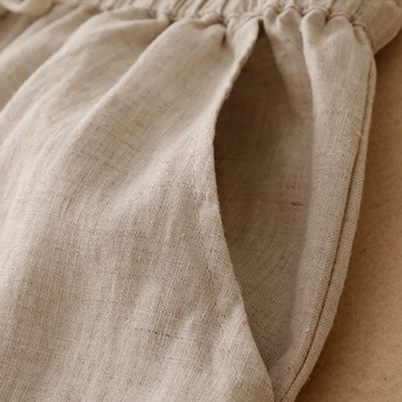 Buddha Stones Pantaloni corti estivi casual minimalisti con coulisse e orlo a fiori, gamba dritta e tasca, da donna. - image 18