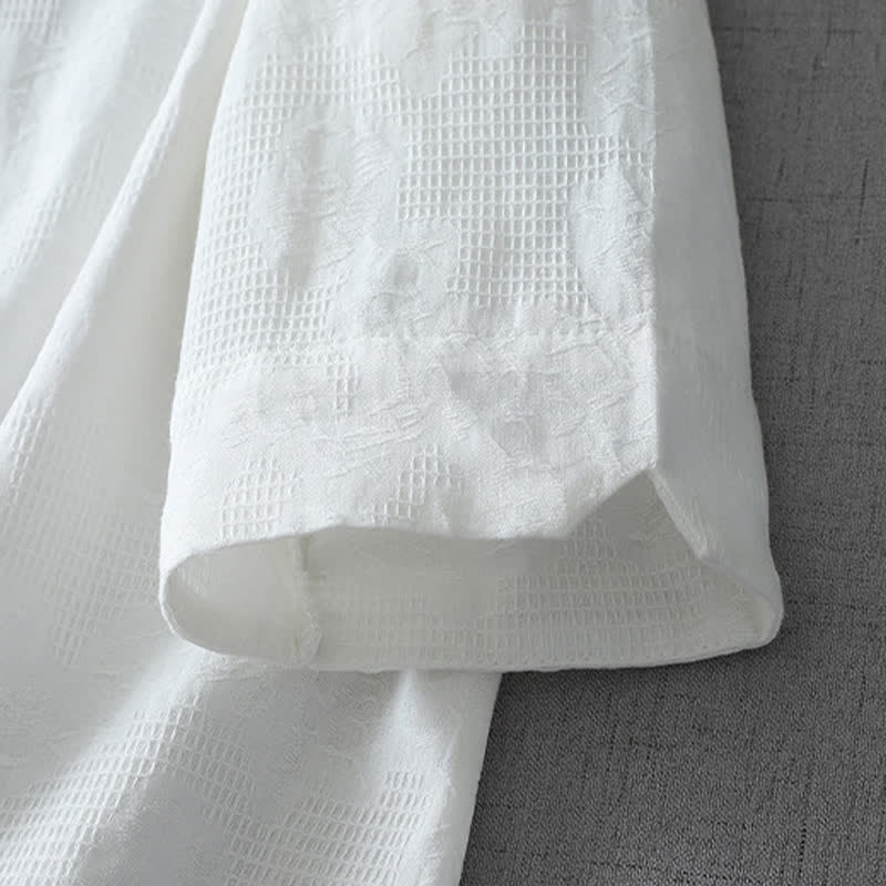 Buddha Stones Camicia da donna estiva stile Tang, casual, con colletto alla coreana e maniche a tre quarti. - image 11