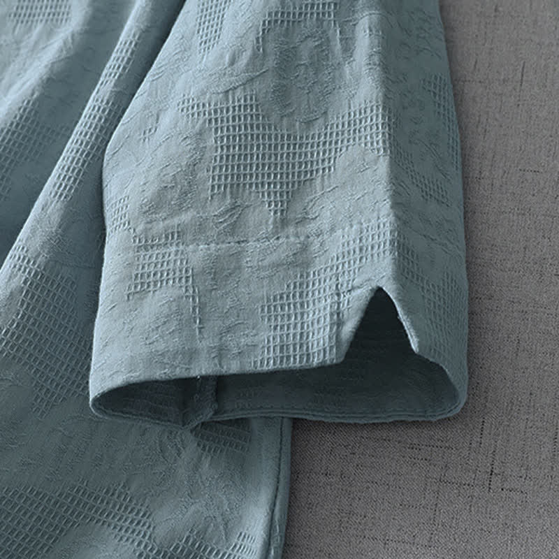 Buddha Stones Camicia da donna estiva stile Tang, casual, con colletto alla coreana e maniche a tre quarti. - image 2