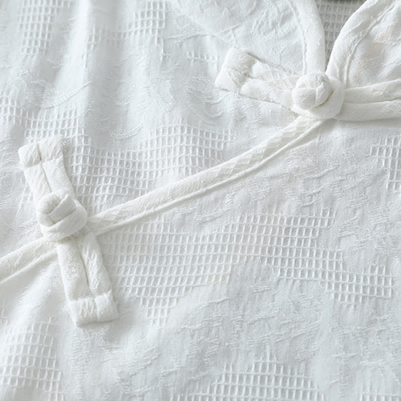 Buddha Stones Camicia da donna estiva stile Tang, casual, con colletto alla coreana e maniche a tre quarti. - image 10