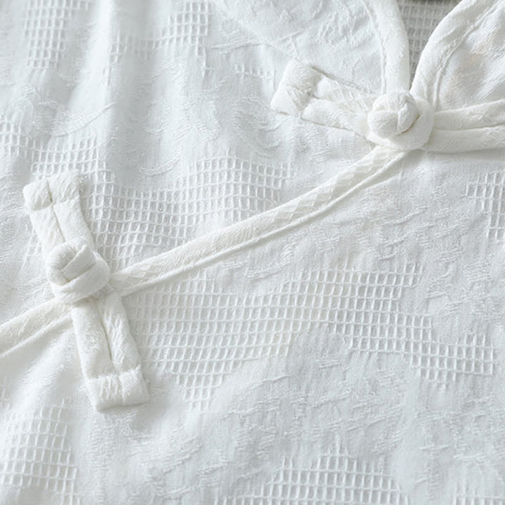 Buddha Stones Camicia da donna estiva stile Tang, casual, con colletto alla coreana e maniche a tre quarti. - image 10