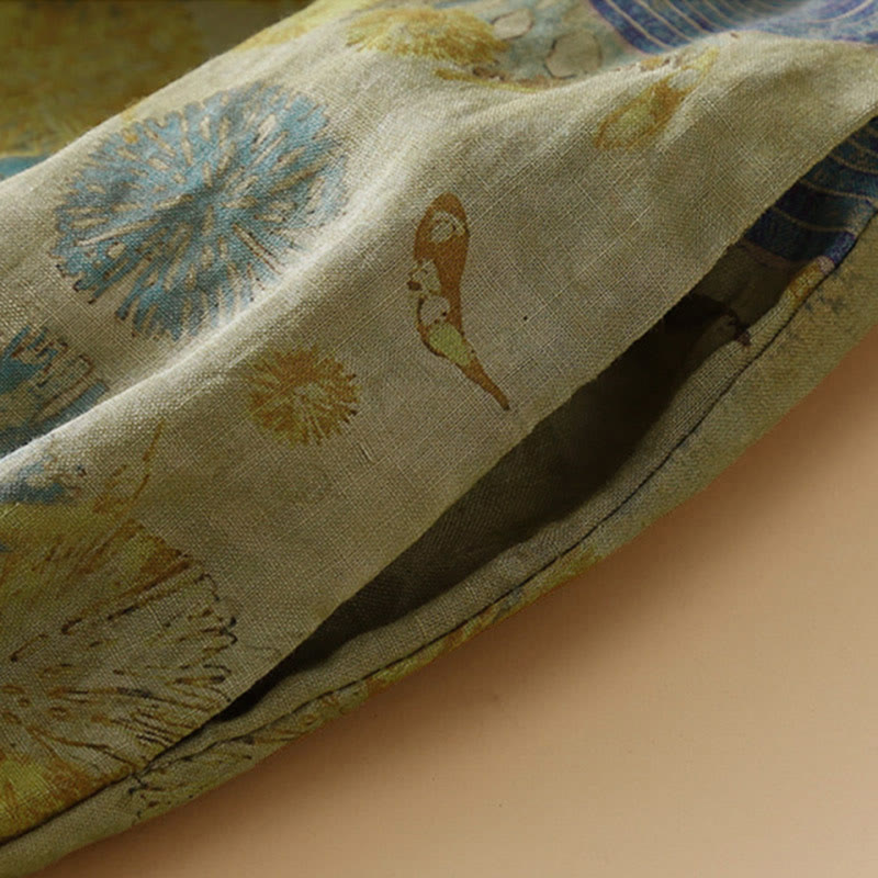 Buddha Stones Pantaloni harem da donna in stile retrò casual con bottoni a forma di rana cinese e tasche. - image 6