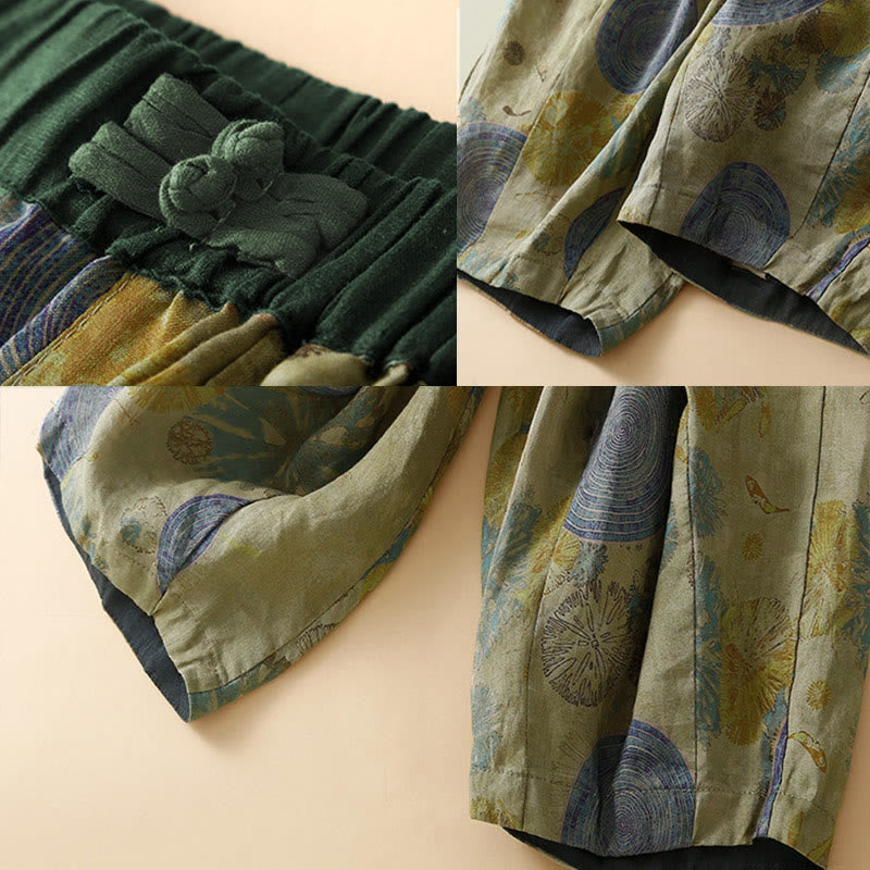 Buddha Stones Pantaloni harem da donna in stile retrò casual con bottoni a forma di rana cinese e tasche. - image 7