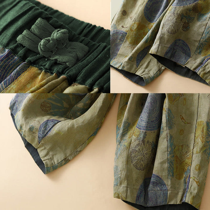 Buddha Stones Pantaloni harem da donna in stile retrò casual con bottoni a forma di rana cinese e tasche. - image 7