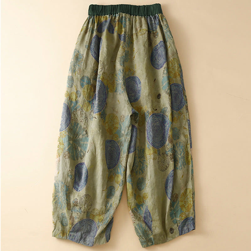 Buddha Stones Pantaloni harem da donna in stile retrò casual con bottoni a forma di rana cinese e tasche. - image 9
