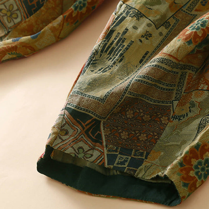 Buddha Stones Pantaloni harem da donna in stile retrò casual con bottoni a forma di rana cinese e tasche. - image 17