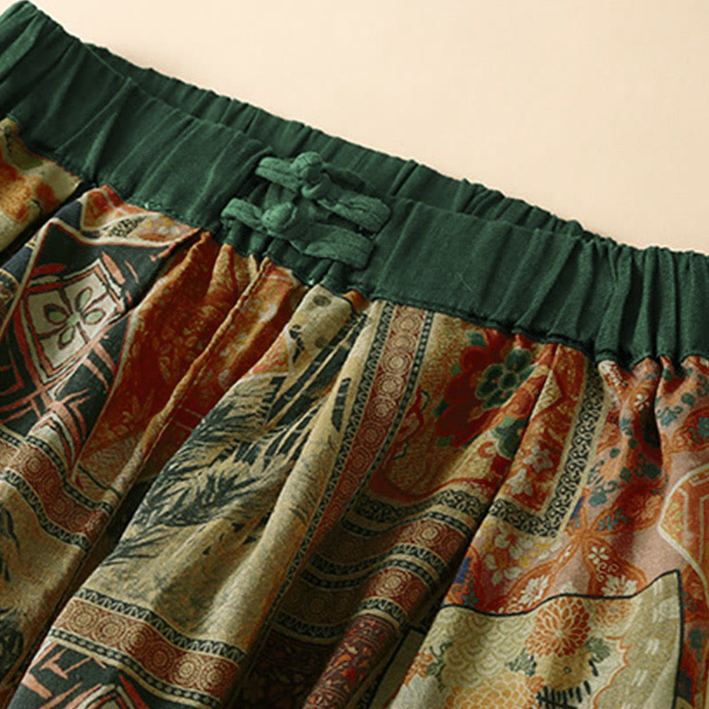 Buddha Stones Pantaloni harem da donna in stile retrò casual con bottoni a forma di rana cinese e tasche. - image 15