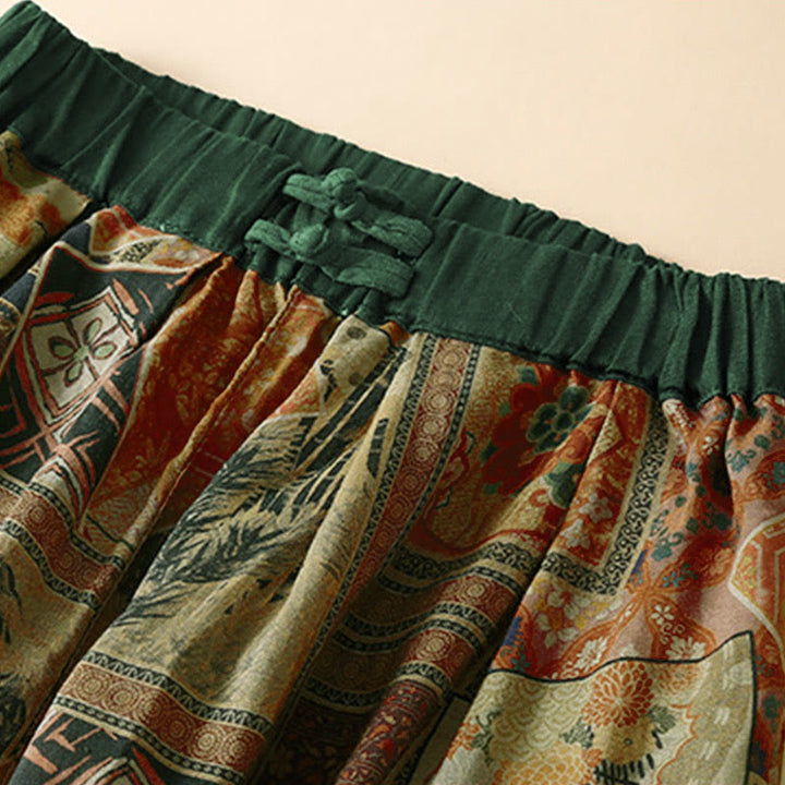 Buddha Stones Pantaloni harem da donna in stile retrò casual con bottoni a forma di rana cinese e tasche. - image 15
