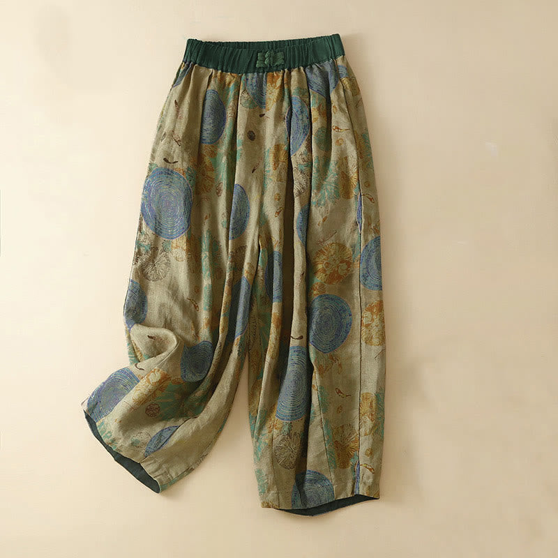 Buddha Stones Pantaloni harem da donna in stile retrò casual con bottoni a forma di rana cinese e tasche. - Cachi scuro - US8-10, UK/AU12-14, EU40-42 (2XL) - image 8