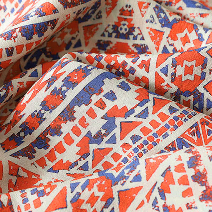 Buddha Stones T-shirt da donna a maniche lunghe con scollo a V, motivo geometrico e stampa boho vintage rossa, ideale per l'estate. - image 7