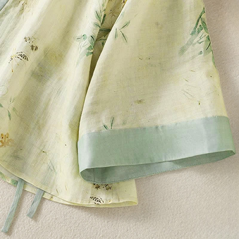 Buddha Stones Kimono estivo casual vintage da donna con scollo a V, coulisse, finiture floreali a contrasto e maniche a tre quarti. - image 7