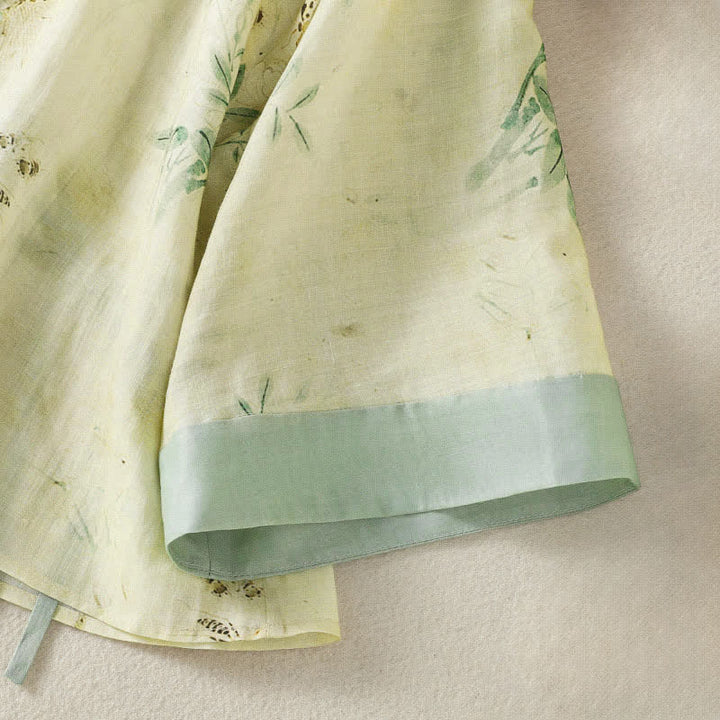 Buddha Stones Kimono estivo casual vintage da donna con scollo a V, coulisse, finiture floreali a contrasto e maniche a tre quarti. - image 8