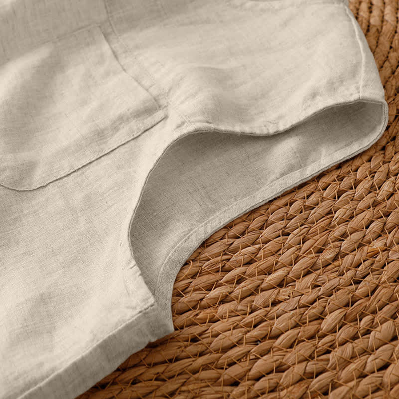 Buddha Stones Pantaloni estivi casual minimalisti con orlo traforato e motivo geometrico, da donna a gamba larga con tasche. - image 41