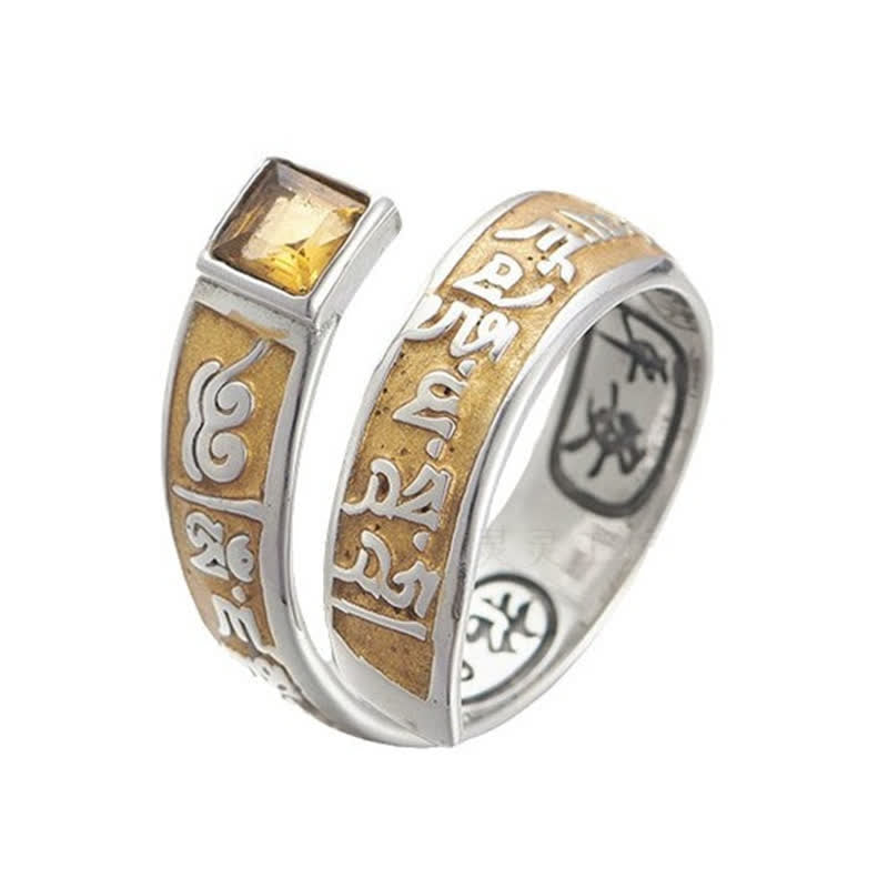 Buddha Stones Anello regolabile tibetano in rame Om Mani Padme Hum per la saggezza e il radicamento. - image 9