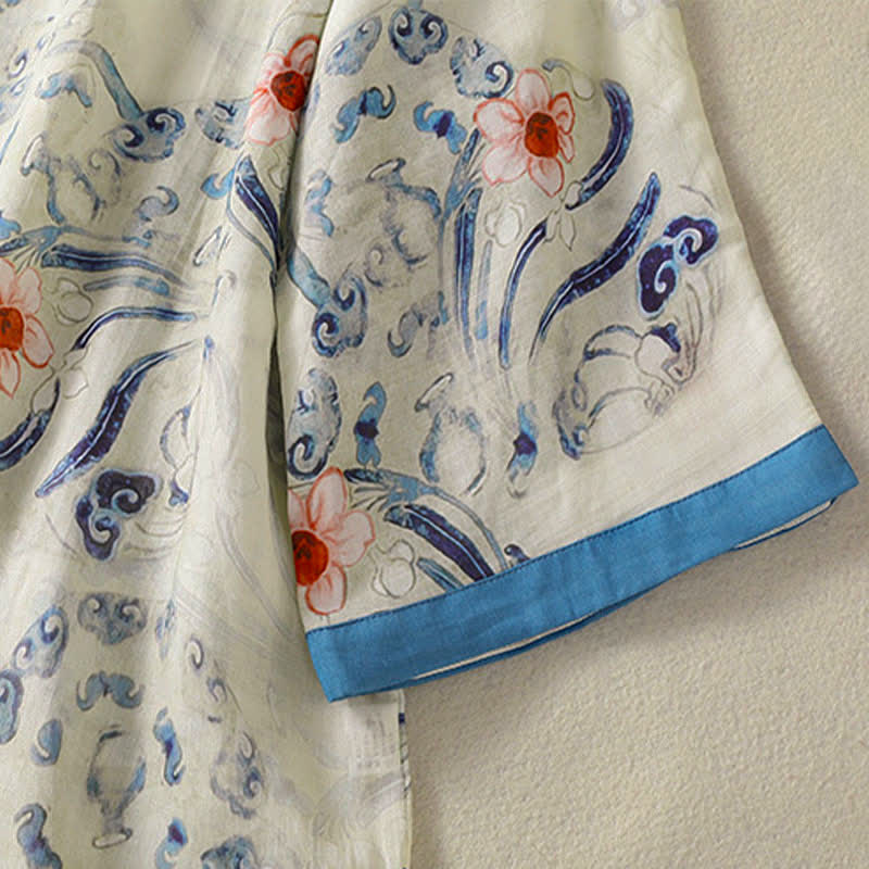 Buddha Stones Camicia da donna a maniche lunghe con bottoni a rana in stile vintage estivo Tang. - image 6