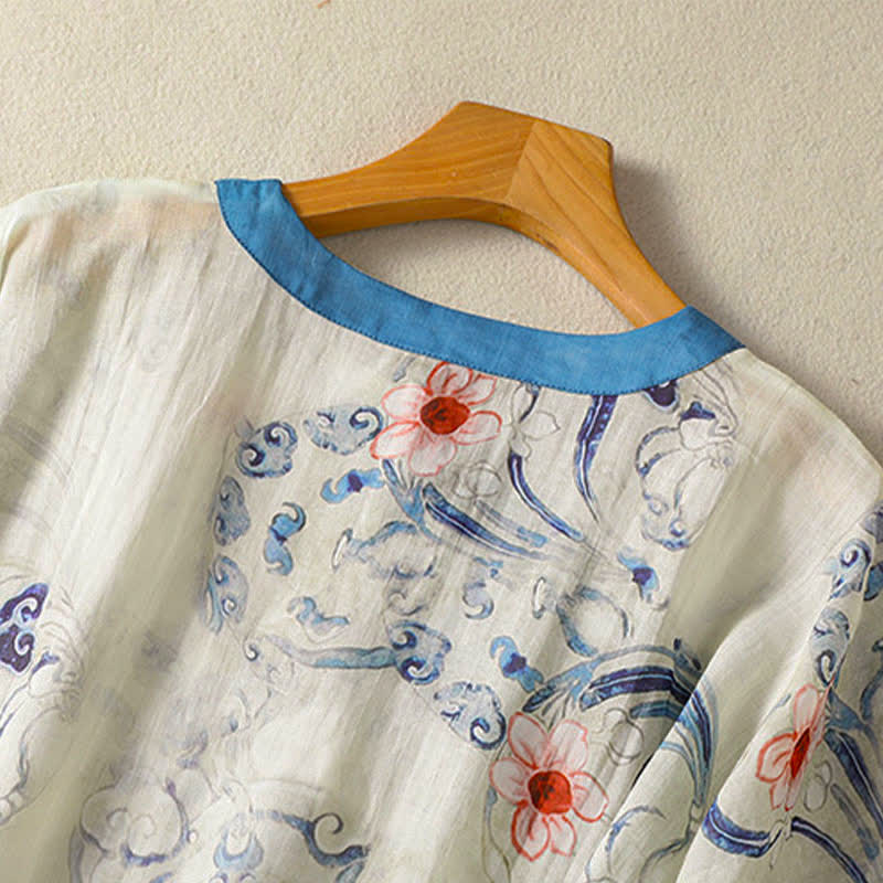 Buddha Stones Camicia da donna a maniche lunghe con bottoni a rana in stile vintage estivo Tang. - image 4