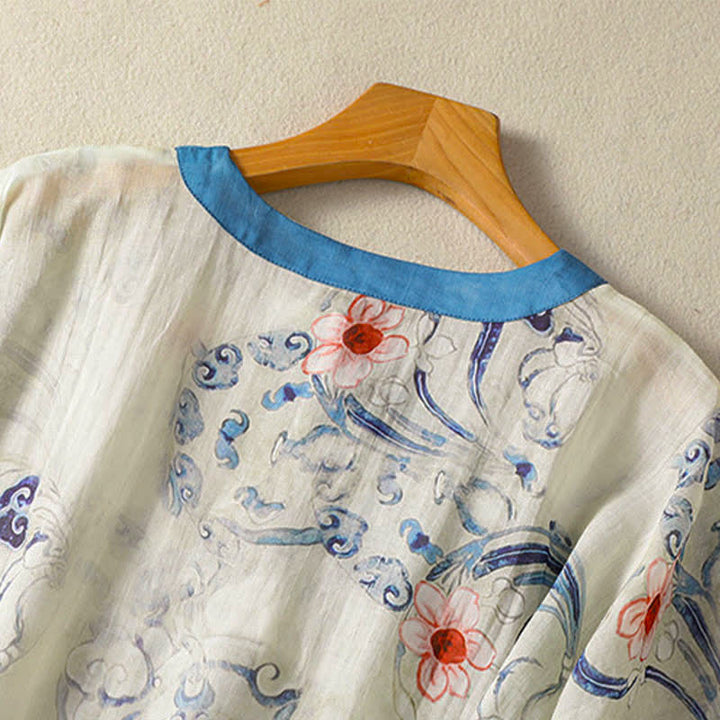 Buddha Stones Camicia da donna a maniche lunghe con bottoni a rana in stile vintage estivo Tang. - image 4